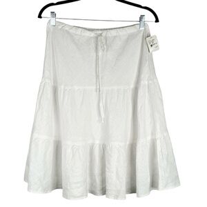 Allen Allen 100% Linen White Fit & Flare Circle Skirt Size Medium New with tags